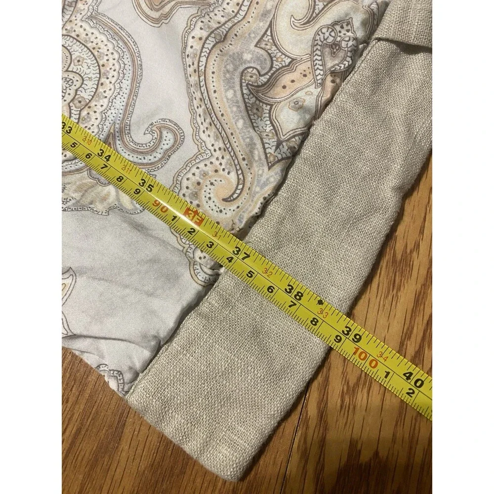Rose Tree Home Paisley Pillow Sham Blue Peach Brown Beige Cotton Buttons Tie Set
